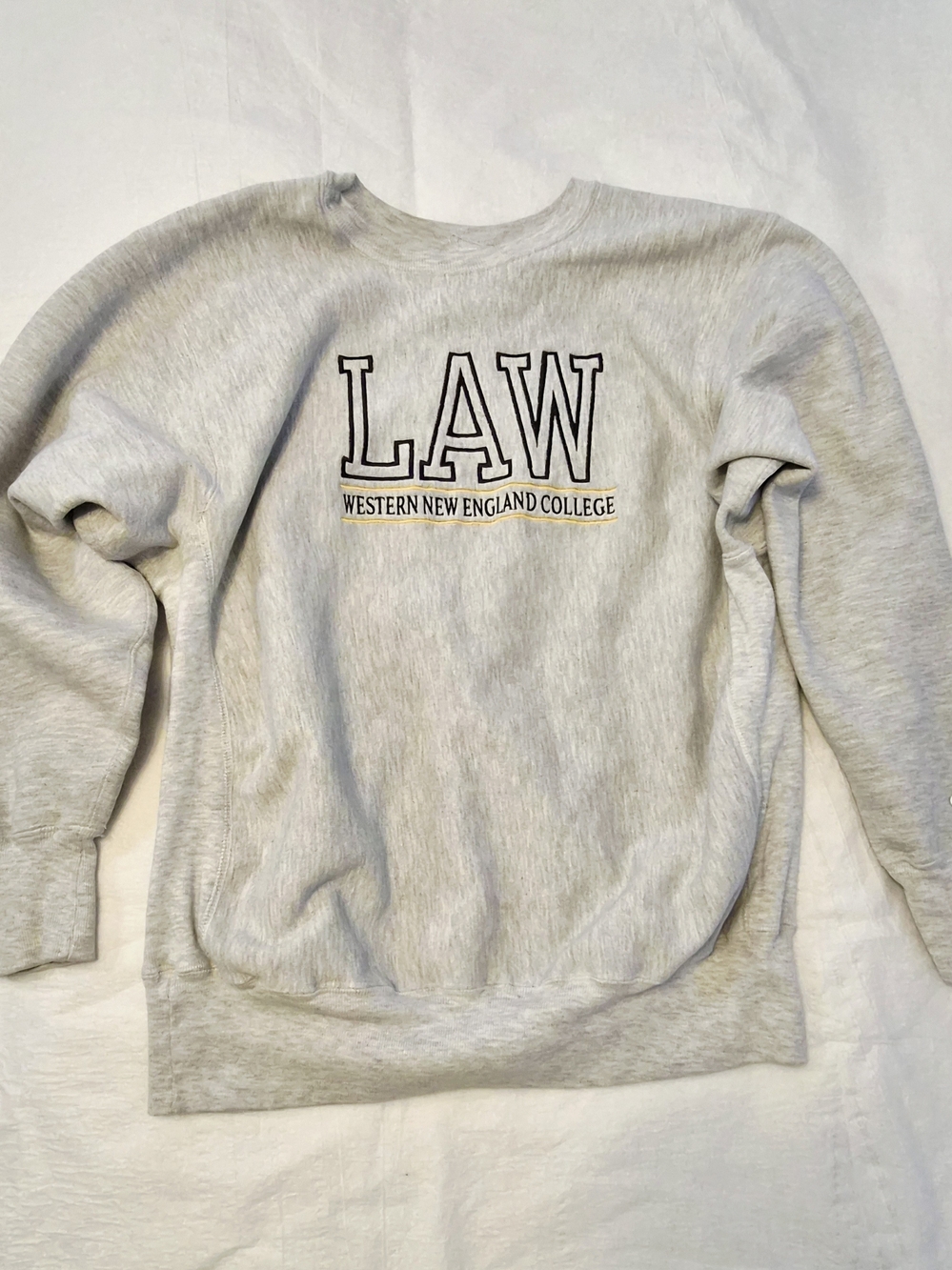 Vintage Champion Reverse Weave WNEC Law School Gray Crewneck Pullover